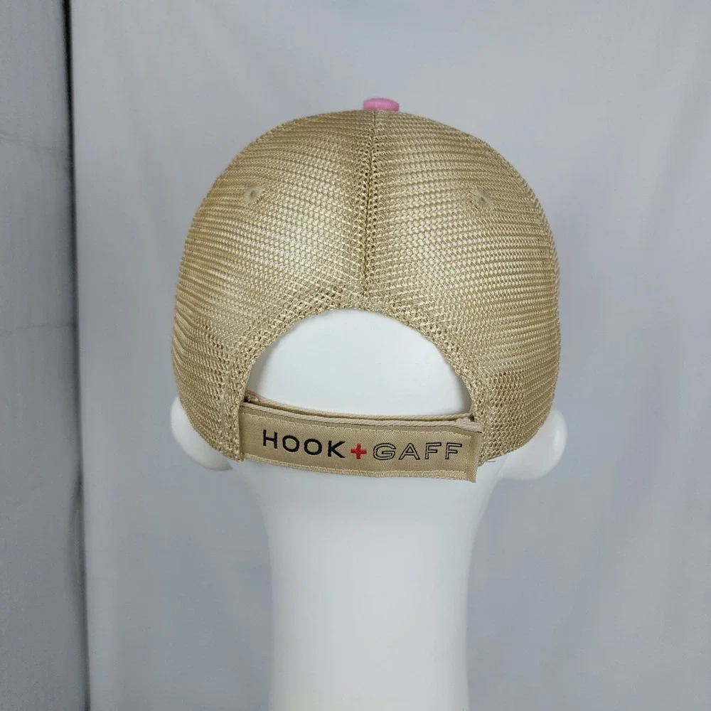 HOOK + GAFF Watch Company Hat Mesh Cap Pink Tan Mesh Hook &‎ Loop Adjustable